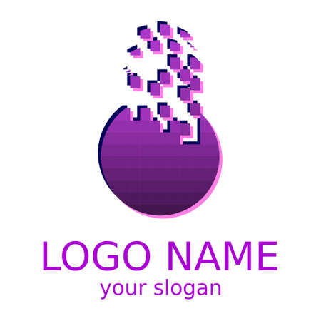 Simple logo. The circle is broken. Pixel art vector. Templateのイラスト素材