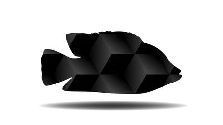 Silhouette of fish blocks in black isolated on a white backgroundのイラスト素材
