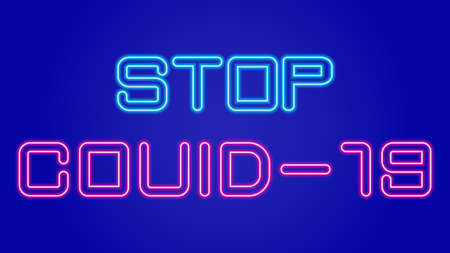 Stop COVID-19. Information poster in neon styleのイラスト素材