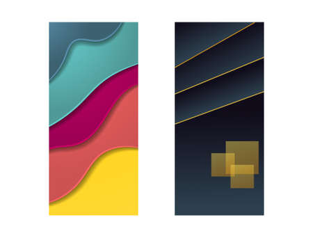 Vertical colorful abstract background. Set of two elements. Modern futuristic design. UI tempate for smartphone. Stock vector illustrationのイラスト素材