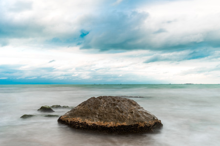 Seashore in cloudy weatherの写真素材