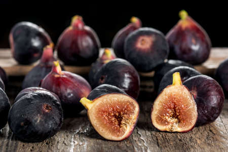 Figs on the wooden surfaceの写真素材