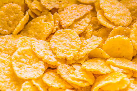 Cornflakes background texture. close up