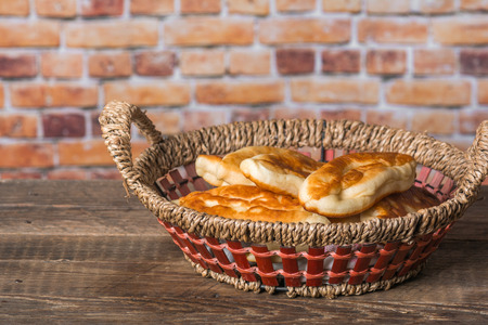 Homemade fried patties on wooden tableの写真素材