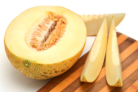 Sliced yellow melonの写真素材