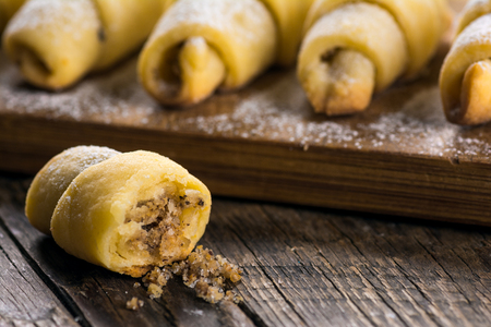 Biscuits with walnuts, oriental sweets mutakiの写真素材