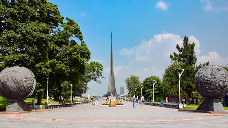 Russia, Moscow, May 11, 2018. Alley of Astronautsのeditorial素材