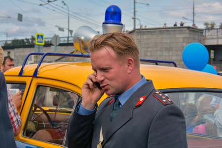 Russia, Moscow, May 17, 2017. Soviet policeman on exhibitionのeditorial素材