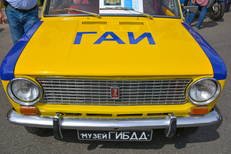 Russia, Moscow, May 17, 2017. Old soviet police car on exhibitionのeditorial素材