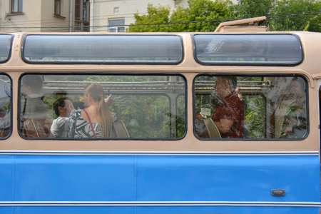 Russia, Moscow, May 17, 2017. Exhibition of old Moscow transportのeditorial素材