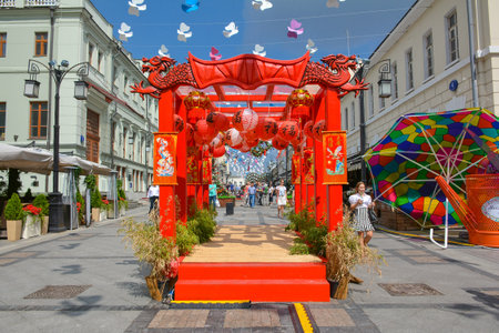 Russia, Moscow, July 07, 2017. Fair on Moscow streetsのeditorial素材