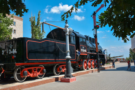 Old Soviet steam locomotive of the Second World Warのeditorial素材