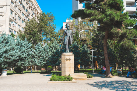 Baku, Azerbaijan, June 08, 2018. Monument to Alexander Pushkin in parkのeditorial素材