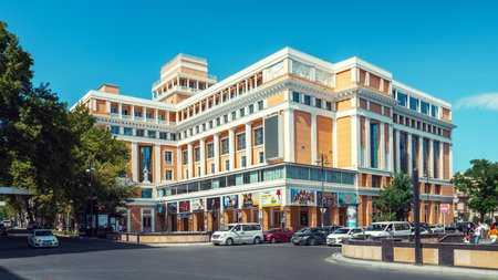 Baku, Azerbaijan, May 03, 2018. Old architectural building of the Nizami cinemaのeditorial素材