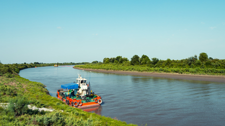 Plain calm riverの写真素材
