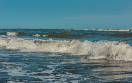 Powerful sea waves splash, beautiful natural background