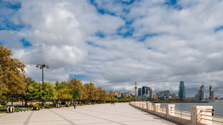 Azerbaijan, Baku, October 09, 2018. View of the National Seaside Parkのeditorial素材
