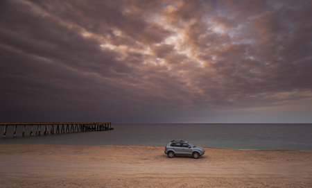 Crossover Hyundai Tucson on sea coast