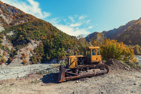 Old rusty abandoned bulldozerの写真素材
