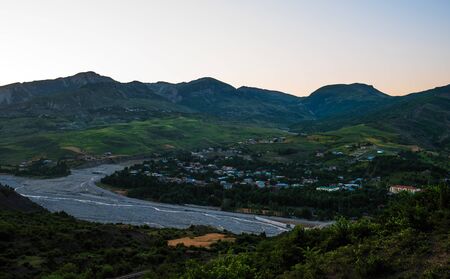 Mountain village Lahij, located in north Azerbaijan at early morning