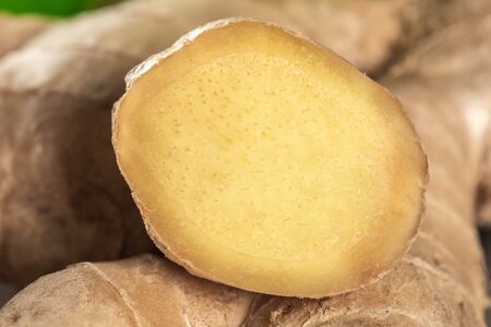 Freshly cut ginger close up