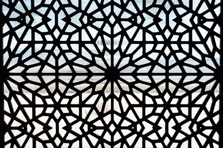 Metal protective grille for windows. Patterned window lattice grid