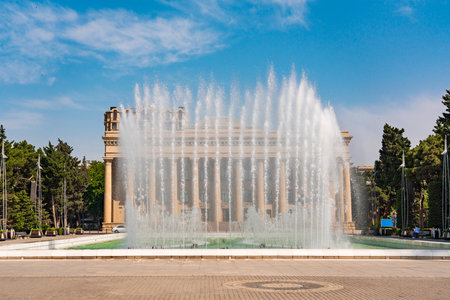 Baku, Azerbaijan, June 3. Fountain in the National Seaside Parkのeditorial素材
