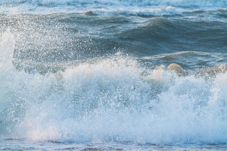 Big wave spray on shore