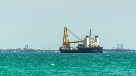 Oil tanker in the seaの写真素材