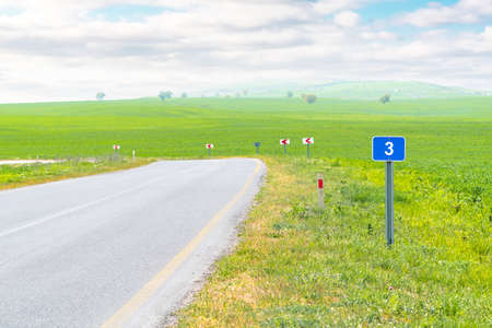 Distance road sign on the highwayの写真素材
