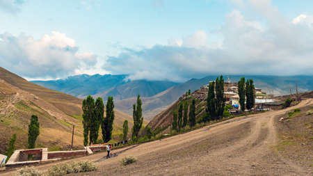 Ancient alpine village Khinalig in Azerbaijanの写真素材