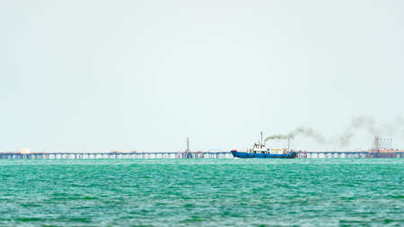 Small ship on the high seasの写真素材