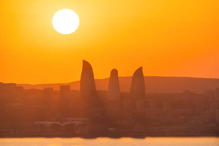 Sunset on the Baku cityの写真素材