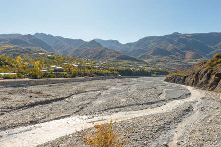 Panoramic view of Lahij village in Azerbaijanの写真素材