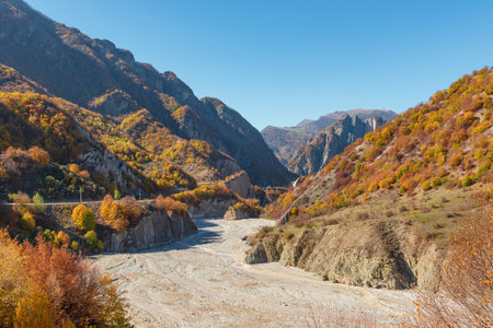 Mountain gorge of autumn seasonの写真素材