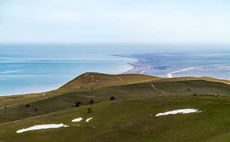 View of the Caspian Sea from the top of the mountainの写真素材