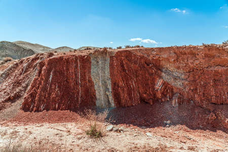 Red sand mountains in the desert area of Azerbaijan