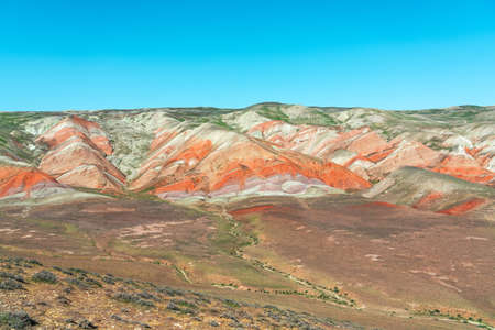 Red sand mountains in the desert areaの写真素材