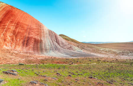 Red sand mountains in the desert areaの写真素材
