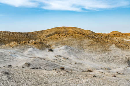 Landscape with mud volcanoes in the mountainsの写真素材