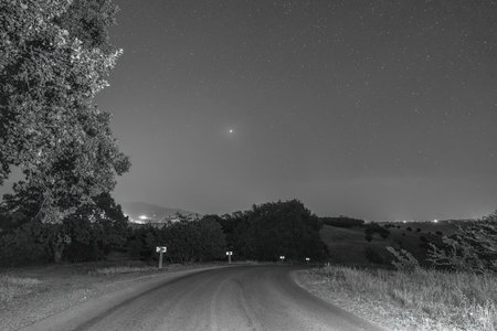 Empty road asphalt at nightの写真素材
