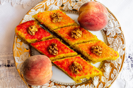 Oriental sweets on a plateの写真素材