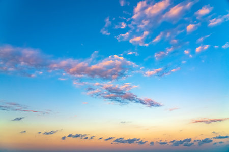 Bright colorful sunset sky backgroundの写真素材