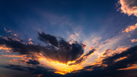 Beautiful sunset sky with cloudsの写真素材