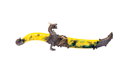 Handmade dagger isolated on whiteの写真素材