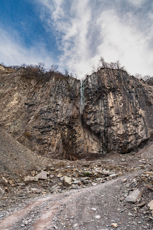 View of the waterfall Ram-rama in the village of Ilisu, Gakh regionの写真素材