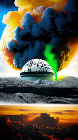 3d illustration of a nuclear explosion with the planet Earth in the backgroundの素材