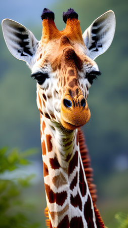 Close up of a giraffe in the wild, South Africa.の素材