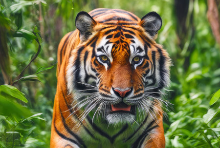 Portrait of a tiger in the jungle, close-up.の素材