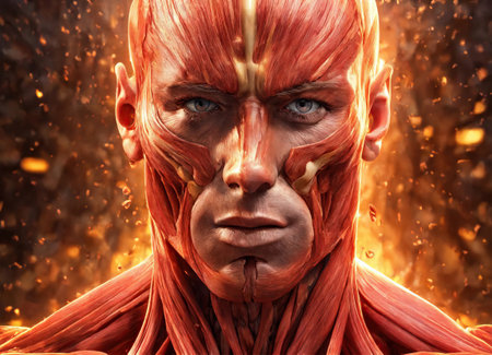 3d rendering of an alien with blood on his face and bodyの素材